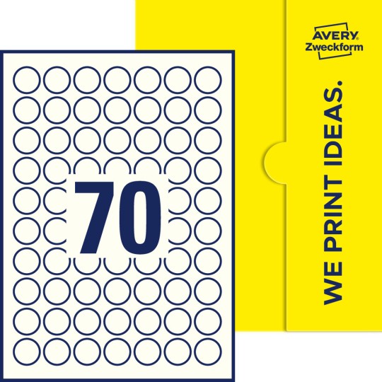 70 stk. etiketter pr. ark.