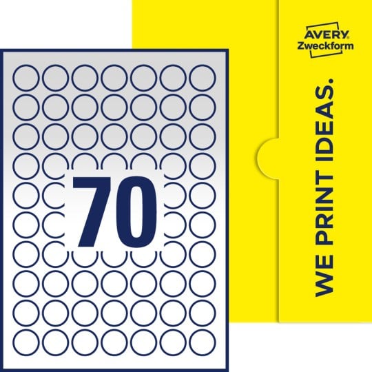 70 stk. etiketter pr. ark.