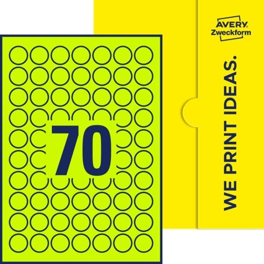 70 stk. etiketter pr. ark.