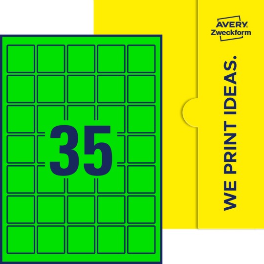 35 stk. etiketter pr. ark.