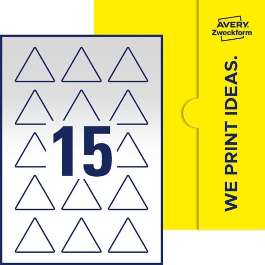 15 stk. trekantede etiketter på et ark