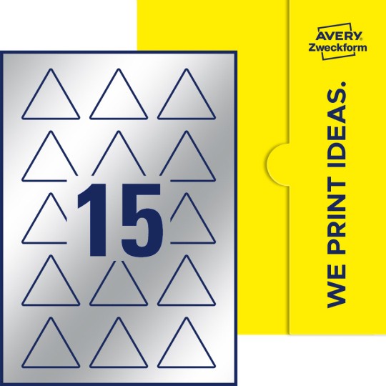 15 stk. trekantede etiketter på et ark