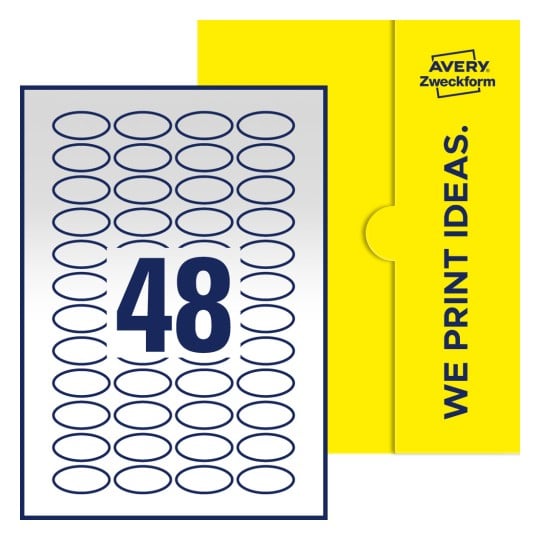 48 stk. etiketter pr. ark. - Ovale etiketter, 40 x 20 mm