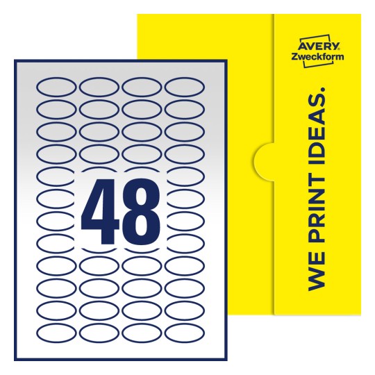48 stk. etiketter pr. ark. - Ovale etiketter, 40 x 20 mm