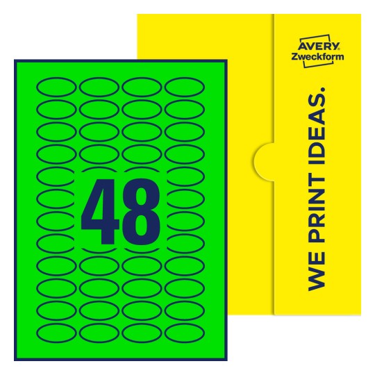 48 stk. etiketter pr. ark. - Ovale etiketter, 40 x 20 mm