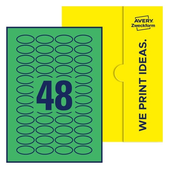 48 stk. etiketter pr. ark. - Ovale etiketter, 40 x 20 mm
