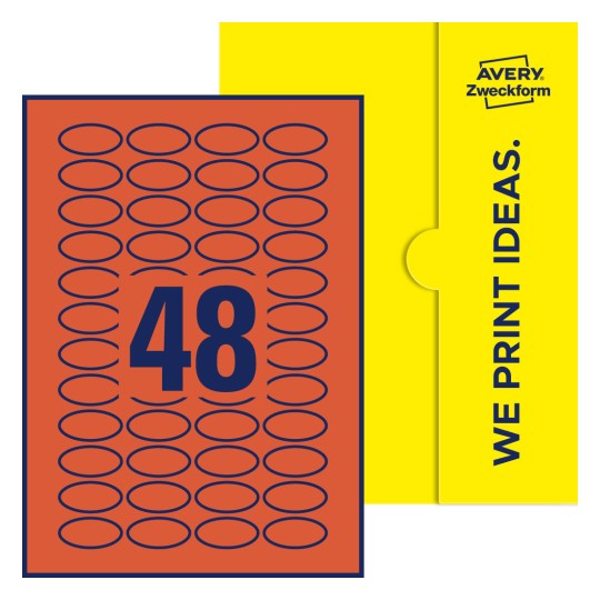 48 stk. etiketter pr. ark. - Ovale etiketter, 40 x 20 mm