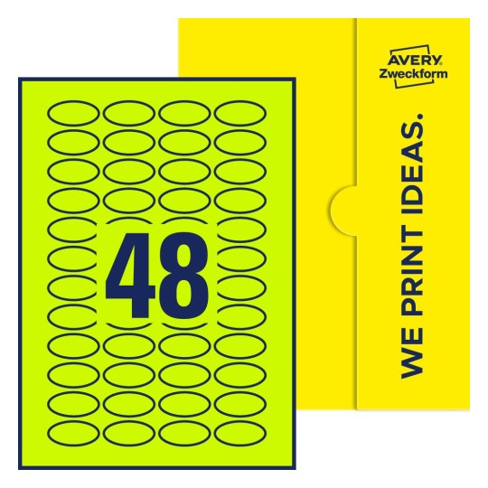48 stk. etiketter pr. ark. - Ovale etiketter, 40 x 20 mm