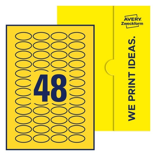 48 stk. etiketter pr. ark. - Ovale etiketter, 40 x 20 mm