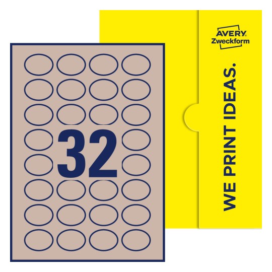 32 stk. etiketter pr. ark. - Ovale etiketter, 40 x 30 mm