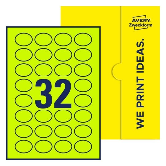 32 stk. etiketter pr. ark. - Ovale etiketter, 40 x 30 mm