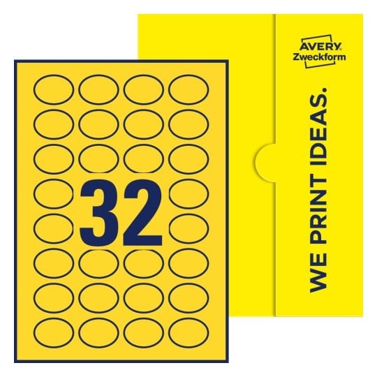 32 stk. etiketter pr. ark. - Ovale etiketter, 40 x 30 mm