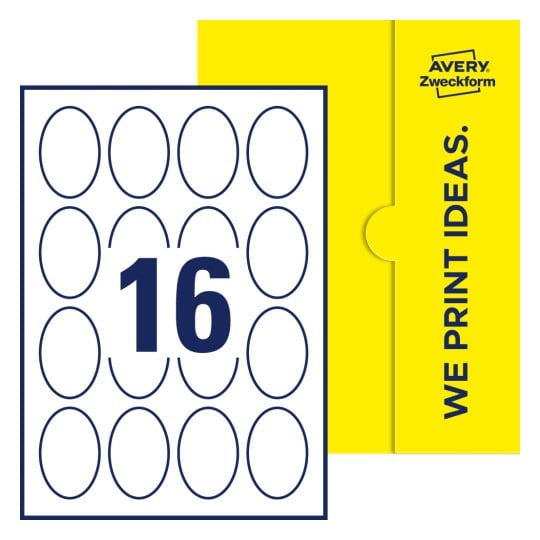16 stk. etiketter pr. ark. - Ovale etiketter, 45 x 65 mm
