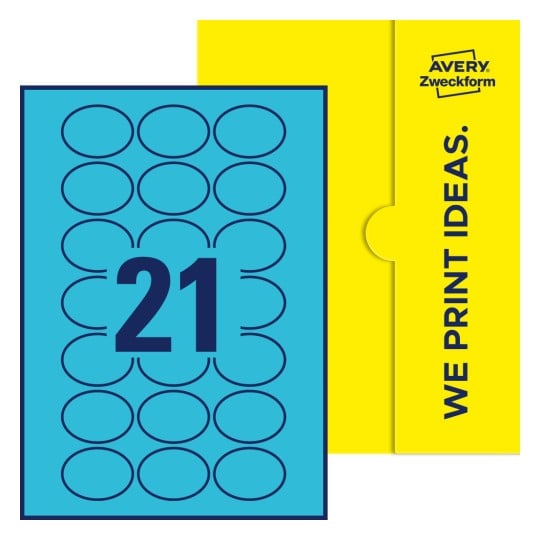 21 stk. etiketter pr. ark. - Ovale etiketter, 50 x 37 mm