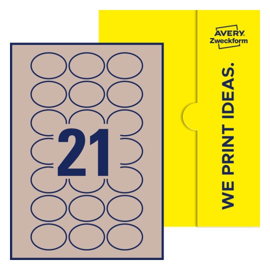 21 stk. etiketter pr. ark. - Ovale etiketter, 50 x 37 mm