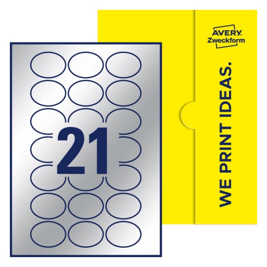 21 stk. etiketter pr. ark. - Ovale etiketter, 50 x 37 mm