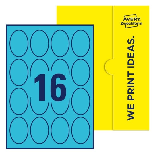 16 stk. etiketter pr. ark. - Ovale etiketter, 63,5 x 42,3 mm