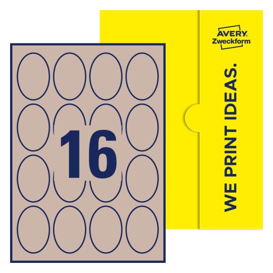 16 stk. etiketter pr. ark. - Ovale etiketter, 63,5 x 42,3 mm