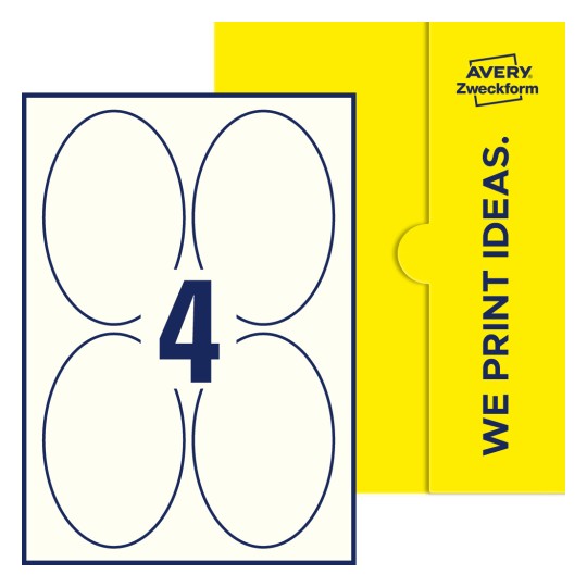 4 stk. etiketter pr. ark. - Ovale etiketter, 90 x 136 mm