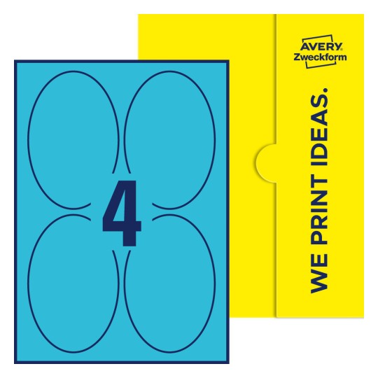 4 stk. etiketter pr. ark. - Ovale etiketter, 90 x 136 mm