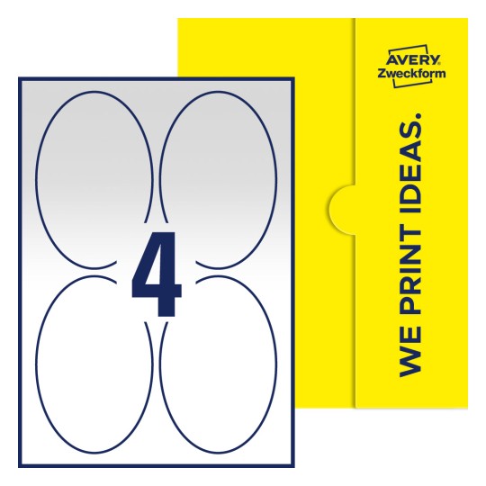 4 stk. etiketter pr. ark. - Ovale etiketter, 90 x 136 mm