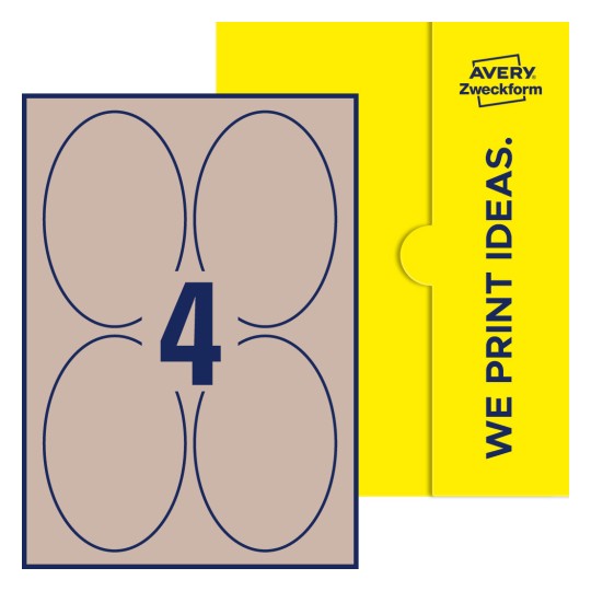4 stk. etiketter pr. ark. - Ovale etiketter, 90 x 136 mm