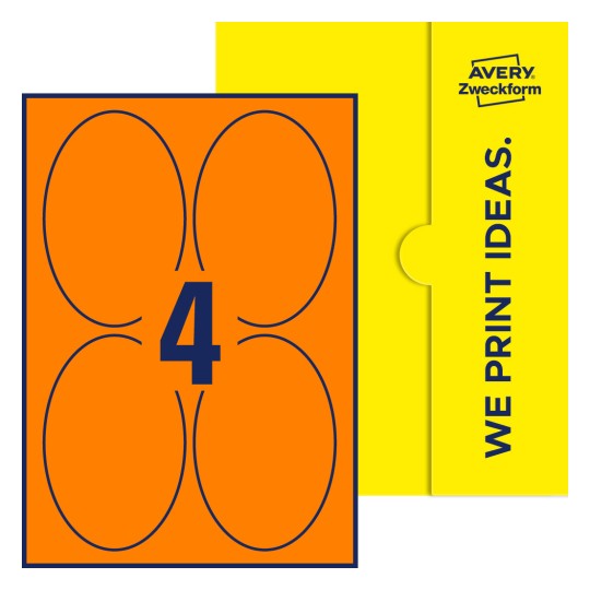 4 stk. etiketter pr. ark. - Ovale etiketter, 90 x 136 mm