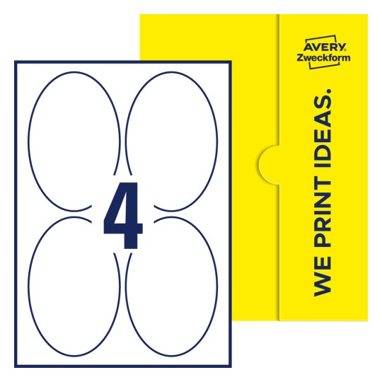 4 stk. etiketter pr. ark. - Ovale etiketter, 90 x 136 mm