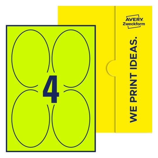 4 stk. etiketter pr. ark. - Ovale etiketter, 90 x 136 mm