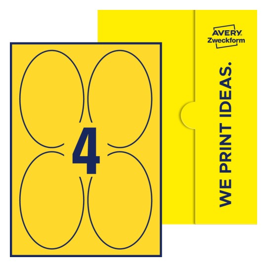 4 stk. etiketter pr. ark. - Ovale etiketter, 90 x 136 mm