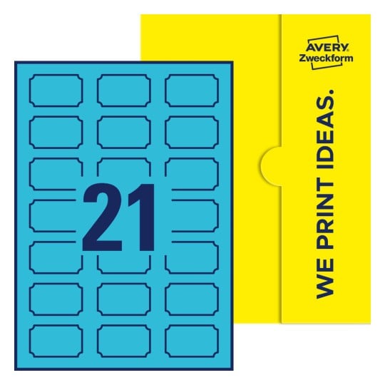 Illustration af: Plaketteformede etiketter, 50 x 30 mm, med gul emballage. - Plaketteformede etiketter, 50 x 30 mm