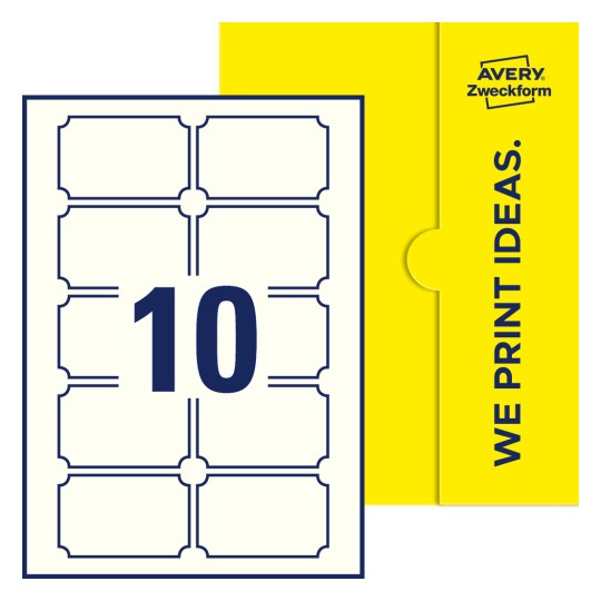 10 stk. Plaketteformede etiketter på et ark. - Plaketteformede etiketter, 80 x 50 mm