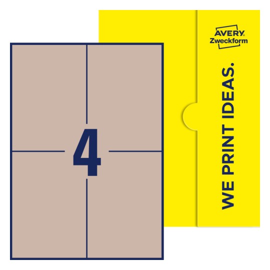 4 stk. etiketter pr. ark. - Firkantede etiketter, 105 x 148 mm