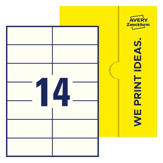 14 stk. etiketter pr. ark. - Firkantede etiketter, 105 x 42,3 mm
