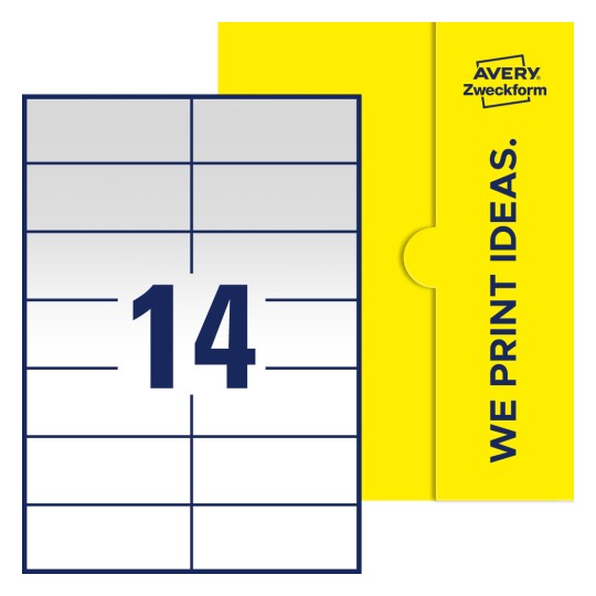 14 stk. etiketter pr. ark. - Firkantede etiketter, 105 x 42,3 mm