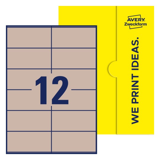 12 stk. etiketter pr. ark. - Firkantede etiketter, 105 x 48 mm