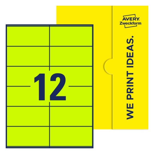 12 stk. etiketter pr. ark. - Firkantede etiketter, 105 x 48 mm