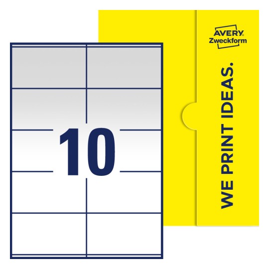 10 stk. etiketter pr. ark. - Firkantede etiketter, 105 x 57 mm