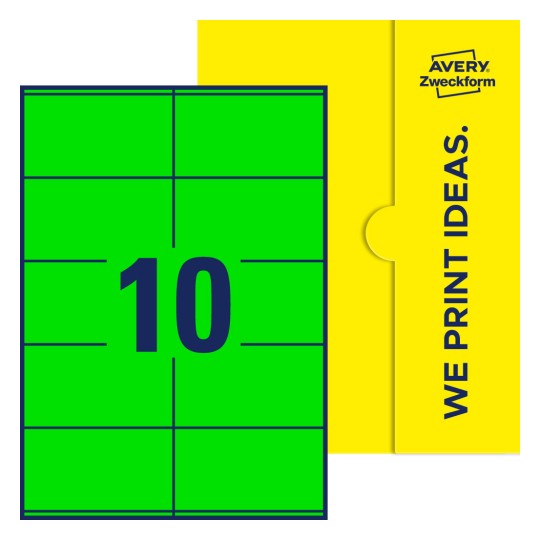 10 stk. etiketter pr. ark. - Firkantede etiketter, 105 x 57 mm