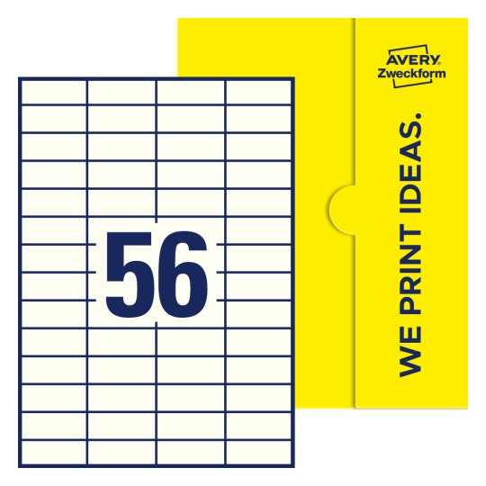 56 stk. etiketter pr. ark. - Firkantede etiketter, 52,5 x 21,2 mm