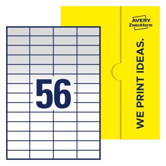 56 stk. etiketter pr. ark. - Firkantede etiketter, 52,5 x 21,2 mm