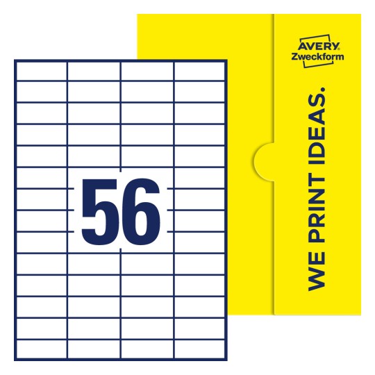 56 stk. etiketter pr. ark. - Firkantede etiketter, 52,5 x 21,2 mm