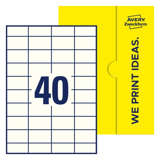 40 stk. etiketter pr. ark. - Firkantede etiketter, 52,5 x 29,7 mm