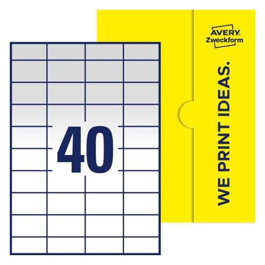40 stk. etiketter pr. ark. - Firkantede etiketter, 52,5 x 29,7 mm