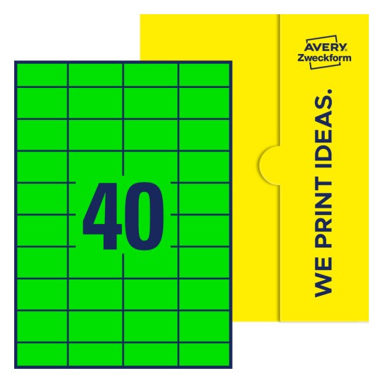 40 stk. etiketter pr. ark. - Firkantede etiketter, 52,5 x 29,7 mm