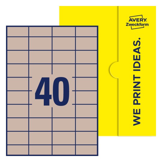 40 stk. etiketter pr. ark. - Firkantede etiketter, 52,5 x 29,7 mm