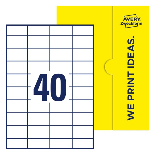 40 stk. etiketter pr. ark. - Firkantede etiketter, 52,5 x 29,7 mm