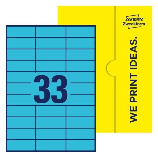 33 stk. etiketter pr. ark. - Firkantede etiketter, 70 x 25,4 mm