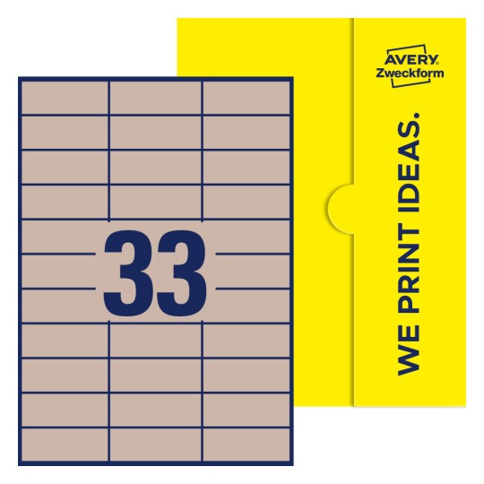 33 stk. etiketter pr. ark. - Firkantede etiketter, 70 x 25,4 mm