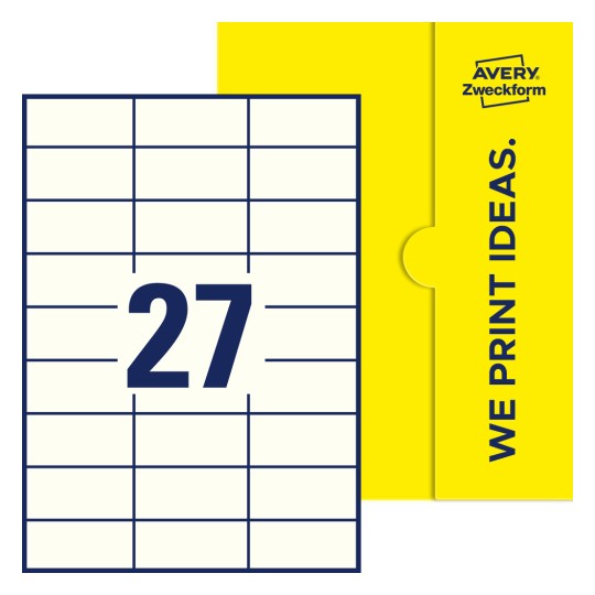 27 stk. etiketter pr. ark. - Firkantede etiketter, 70 x 32 mm